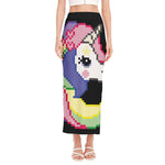 8-Bit Pixel Unicorn Print Side Slit Maxi Skirt