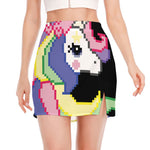 8-Bit Pixel Unicorn Print Side Slit Mini Skirt
