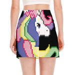 8-Bit Pixel Unicorn Print Side Slit Mini Skirt