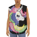 8-Bit Pixel Unicorn Print Sleeveless Baseball Jersey