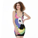 8-Bit Pixel Unicorn Print Sleeveless Bodycon Dress