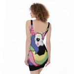 8-Bit Pixel Unicorn Print Sleeveless Bodycon Dress