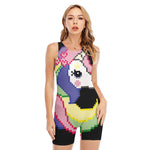 8-Bit Pixel Unicorn Print Sleeveless One Piece Swimsuit