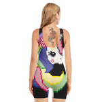 8-Bit Pixel Unicorn Print Sleeveless One Piece Swimsuit