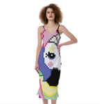 8-Bit Pixel Unicorn Print Slim Fit Midi Cami Dress