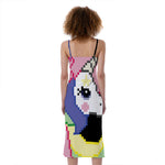 8-Bit Pixel Unicorn Print Slim Fit Midi Cami Dress