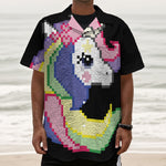 8-Bit Pixel Unicorn Print Textured Short Sleeve Shirt