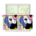8-Bit Pixel Unicorn Print Tier Curtains