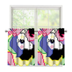 8-Bit Pixel Unicorn Print Tier Curtains