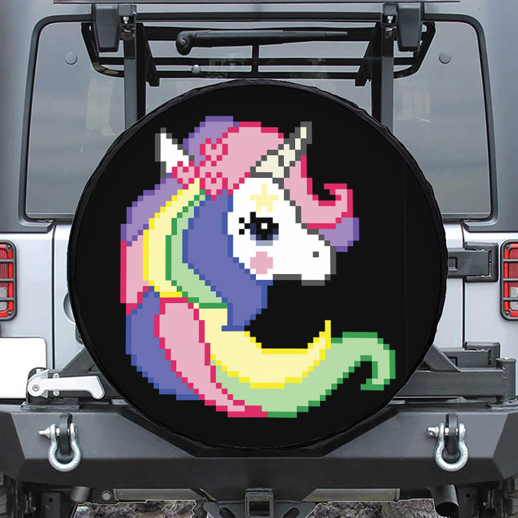 8-Bit Pixel Unicorn Print Tire Cover