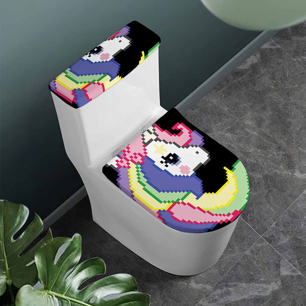 8-Bit Pixel Unicorn Print Toilet Lid And Tank Cover Set