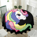 8-Bit Pixel Unicorn Print Waterproof Round Tablecloth