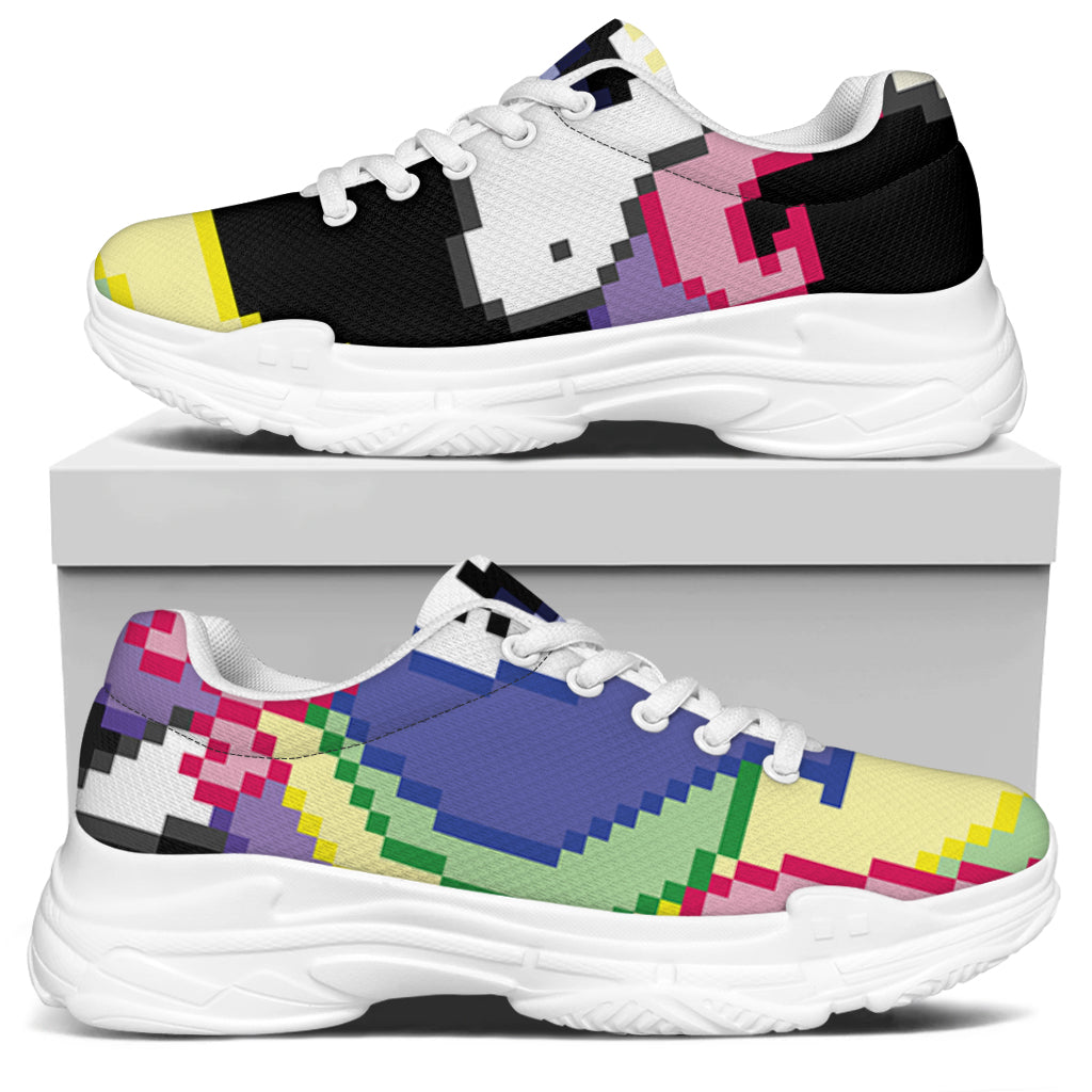 8-Bit Pixel Unicorn Print White Chunky Shoes