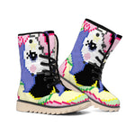 8-Bit Pixel Unicorn Print Winter Boots