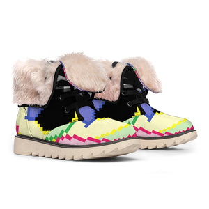 8-Bit Pixel Unicorn Print Winter Boots