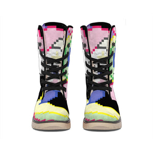 8-Bit Pixel Unicorn Print Winter Boots