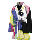 8-Bit Pixel Unicorn Print Women's Bathrobe