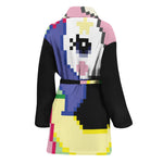 8-Bit Pixel Unicorn Print Women's Bathrobe