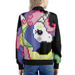 8-Bit Pixel Unicorn Print Women's Bomber Jacket
