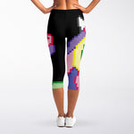 8-Bit Pixel Unicorn Print Women's Capri Leggings