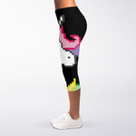 8-Bit Pixel Unicorn Print Women's Capri Leggings
