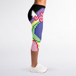 8-Bit Pixel Unicorn Print Women's Capri Leggings