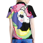8-Bit Pixel Unicorn Print Women's Polo Shirt