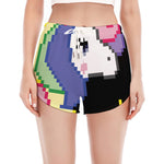 8-Bit Pixel Unicorn Print Women's Split Running Shorts