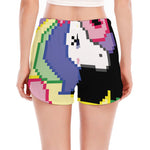 8-Bit Pixel Unicorn Print Women's Split Running Shorts