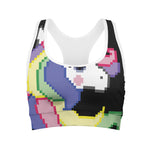 8-Bit Pixel Unicorn Print Women's Sports Bra