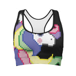 8-Bit Pixel Unicorn Print Women's Sports Bra