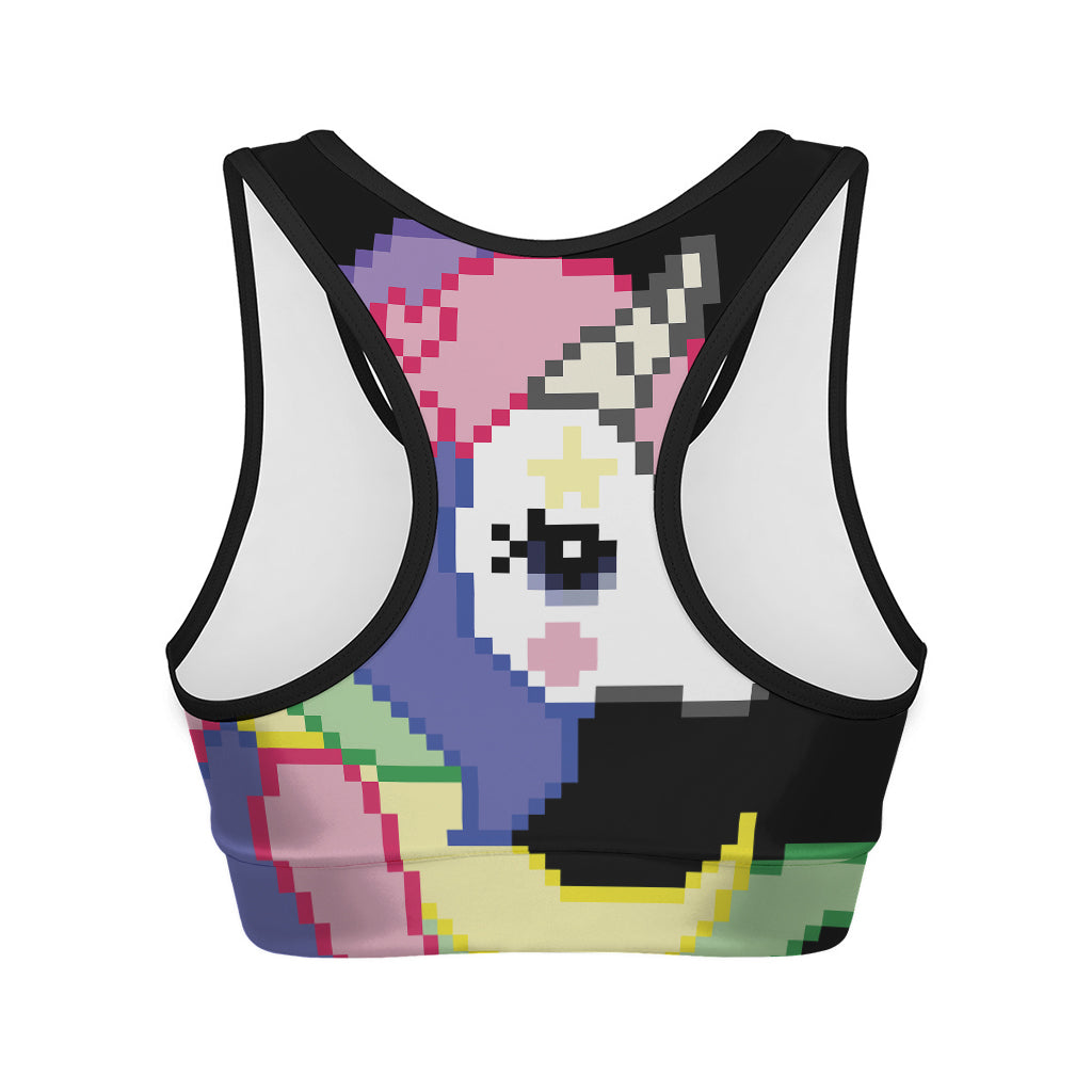 8-Bit Pixel Unicorn Print Women's Sports Bra