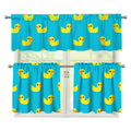 8-Bit Rubber Duck Pattern Print 3 Piece Kitchen Curtains