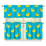 8-Bit Rubber Duck Pattern Print 3 Piece Kitchen Curtains