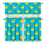 8-Bit Rubber Duck Pattern Print 3 Piece Kitchen Curtains