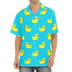 8-Bit Rubber Duck Pattern Print Aloha Shirt