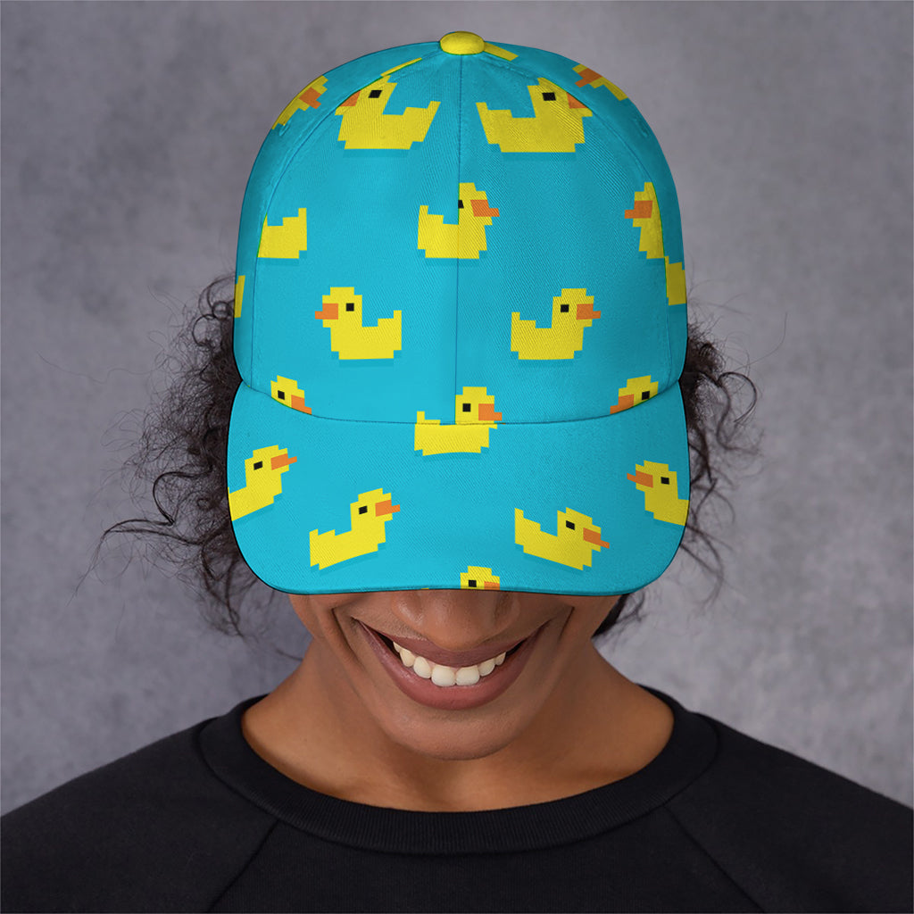 8-Bit Rubber Duck Pattern Print Baseball Cap