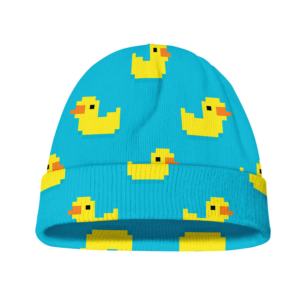 8-Bit Rubber Duck Pattern Print Beanie