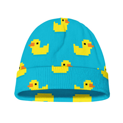 8-Bit Rubber Duck Pattern Print Beanie