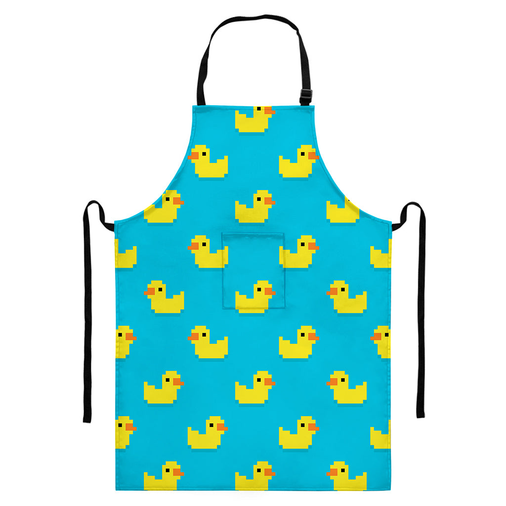 8-Bit Rubber Duck Pattern Print Bib Apron With Pocket