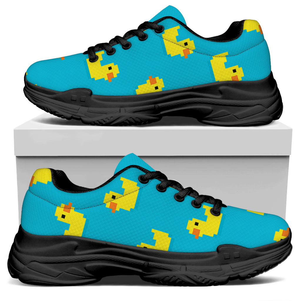 8-Bit Rubber Duck Pattern Print Black Chunky Shoes