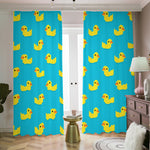 8-Bit Rubber Duck Pattern Print Blackout Pencil Pleat Curtains