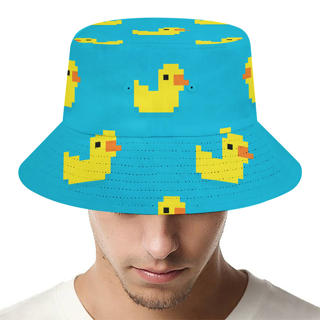 8-Bit Rubber Duck Pattern Print Bucket Hat