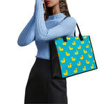 8-Bit Rubber Duck Pattern Print Canvas Tote Bag
