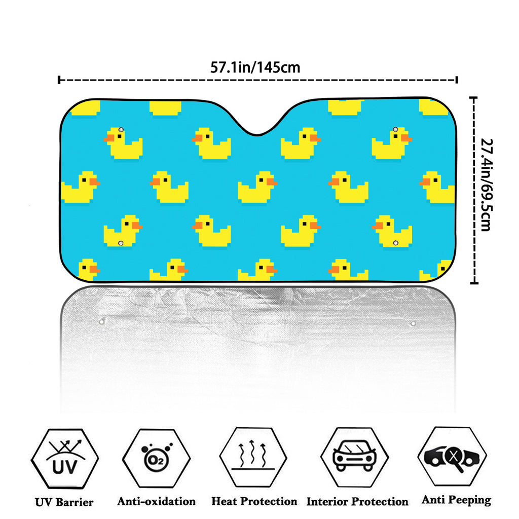 8-Bit Rubber Duck Pattern Print Car Windshield Sun Shade