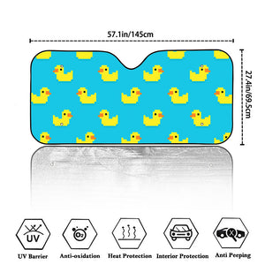 8-Bit Rubber Duck Pattern Print Car Windshield Sun Shade