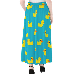 8-Bit Rubber Duck Pattern Print Chiffon Maxi Skirt