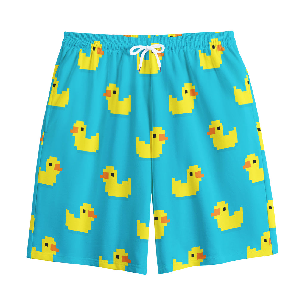 8-Bit Rubber Duck Pattern Print Cotton Shorts