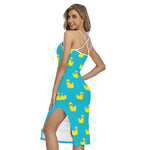 8-Bit Rubber Duck Pattern Print Cross Back Cami Dress