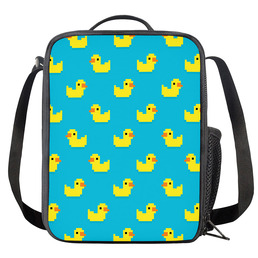 8-Bit Rubber Duck Pattern Print Crossbody Lunch Bag